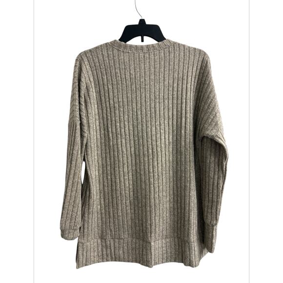 CiCi Bird Tan Brown Neutral Crew Neck Ribbed Sweater Top Women's Size Large NWT - Picture 4 of 8